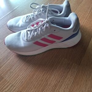 Adidas Women's White and Pink Sneakers